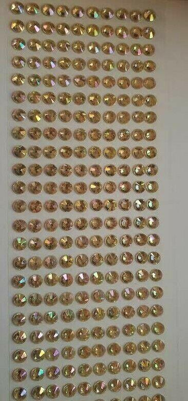 CraftbuddyUS 240 pcs x 8 mm Self Adhesive Faceted Round Gems,Color-AB LIGHT GOLD
