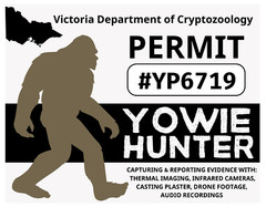 VICTORIA YOWIE HUNTER PERMIT Glossy Vinyl Sticker NEW Cryptids Bigfoot
