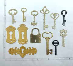 Die Cuts Ornate Lock and Key 26 Pieces *You Choose Color* Foil Specialty Basic C
