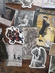 Dark Academia Gothic Vintage Sticker Lot ~50 Occult Raven Angel Ephemera