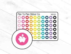 1483-50~~Piggy Bank Icon Planner Stickers.