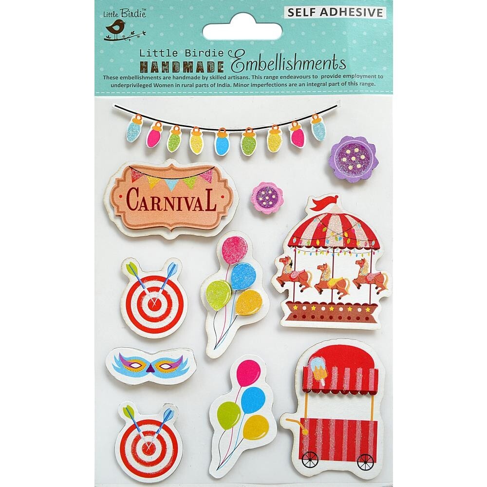 Stickers 3D Little Birdie Carnival Balloons Ice Cream Cart Carousel Darts Lights