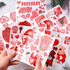 WANDIC 12 Sheets Valentine’s Day Rub On Transfer Stickers Waterproof 12pcs
