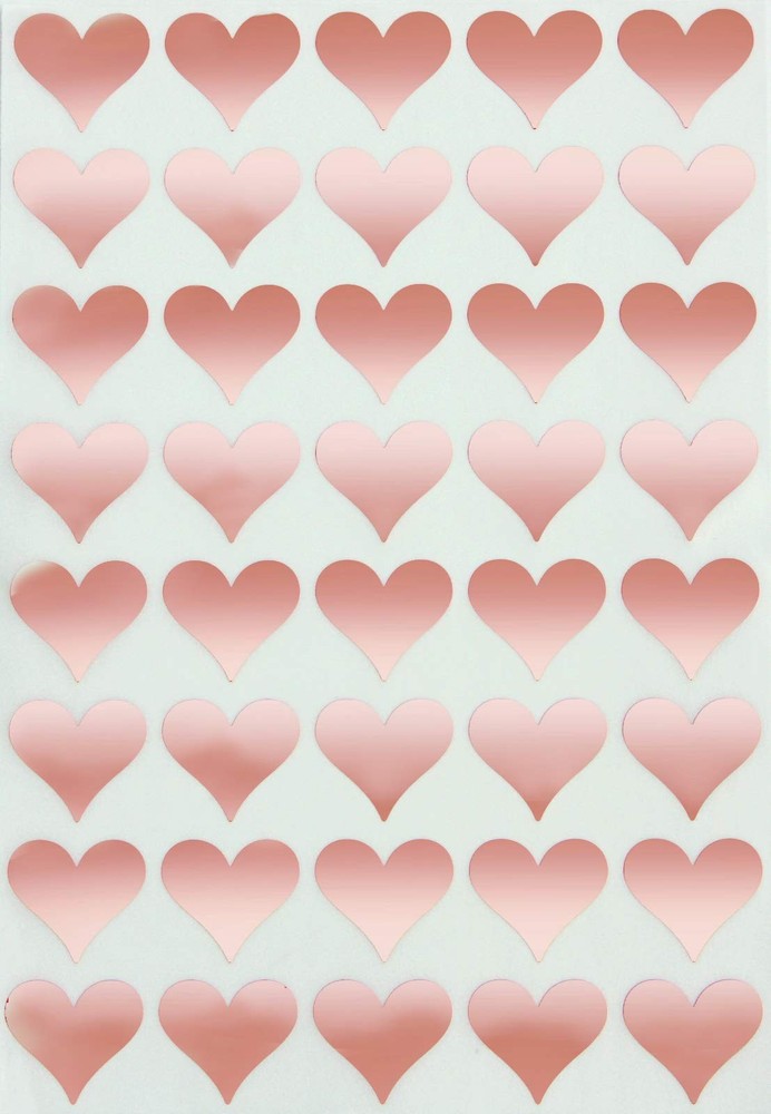 19mm Rose Gold Valentine Heart Stickers – Permanent Heart Labels for Treat Ba…