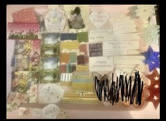 Lot Of 82 Items Perfect For Scrapbooking *Paper Cutouts Ribbon Jewels*