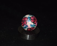 🧐👉Antique hand painted, multi-color glazed clay collector’s🌺art marble .780″