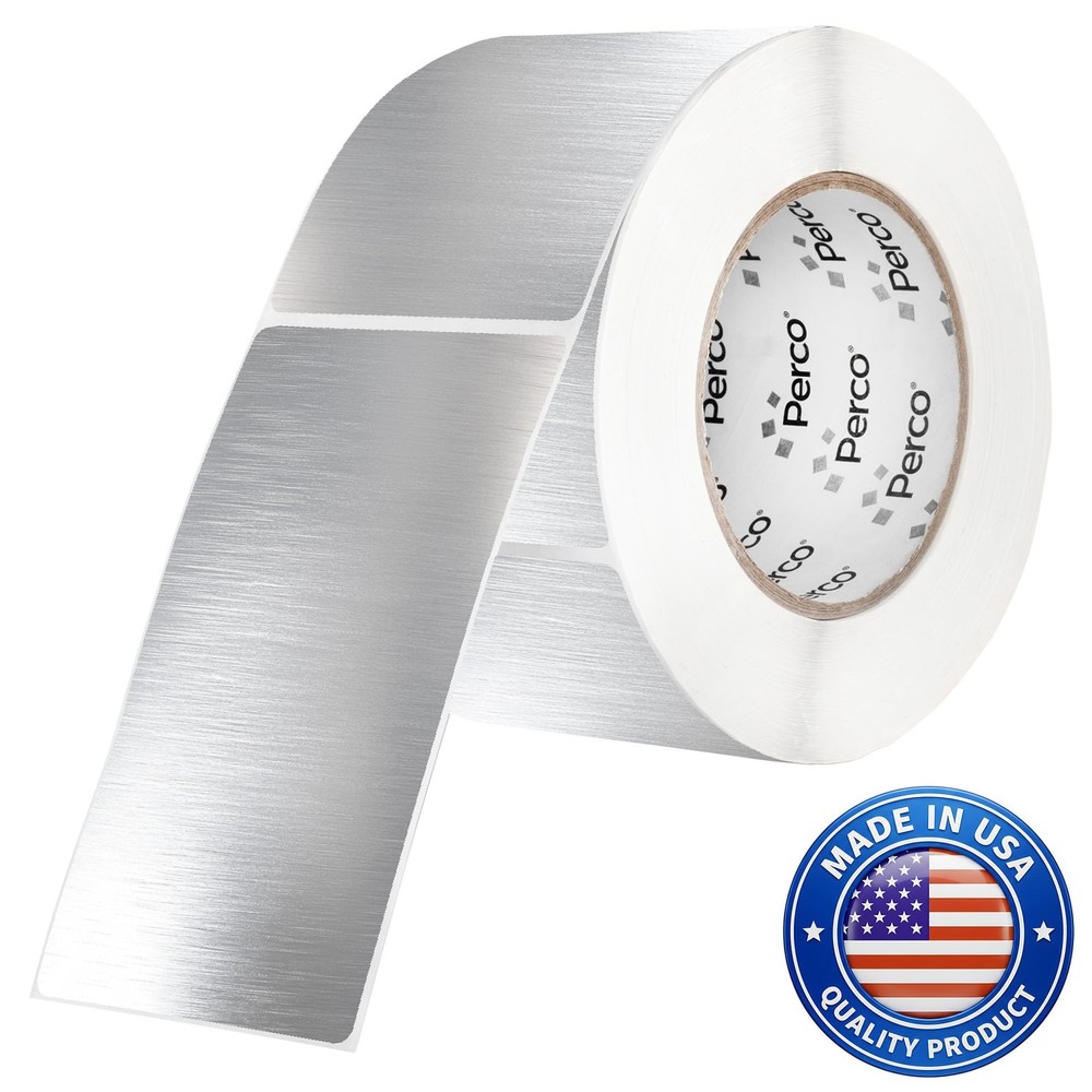 Perco Metallic Silver Sticker Labels 3×5″ Roll