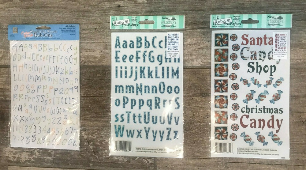 Royal & Langnickei Deja Views E-Z Rub-On Transfers santas candy Glitter Alphabet