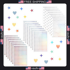 LLOUSSAK 1800Pcs Sparkly Holographic Stickers, 12Sheets Glitter Tiny Heart &
