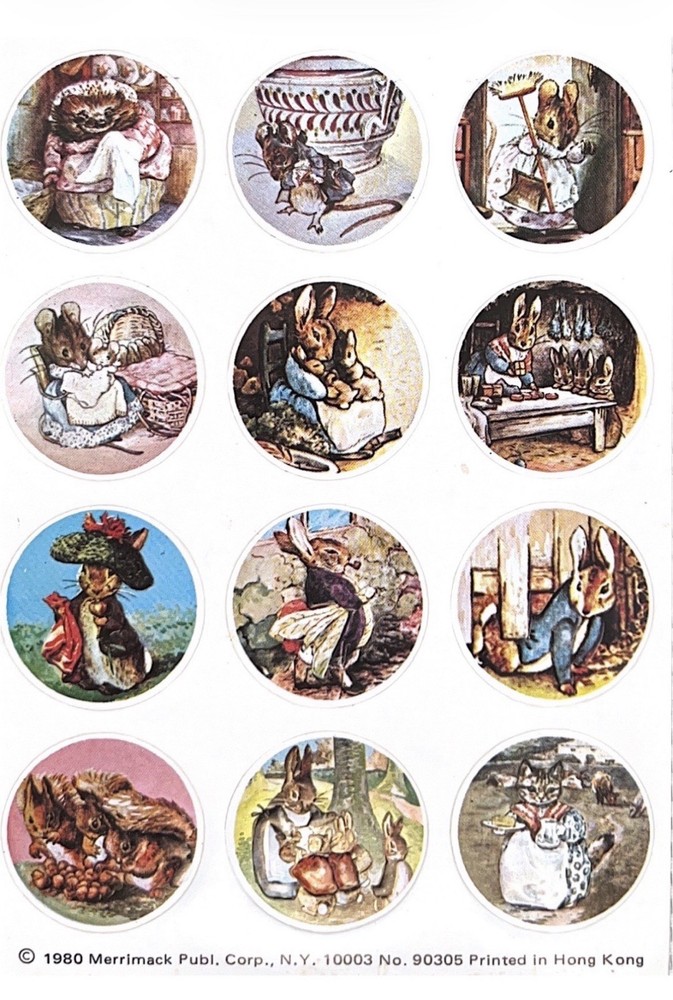 Vintage 1980 Merrimack Sticker Sheet Little Critters Bunnies Rabbits Mouse Mice