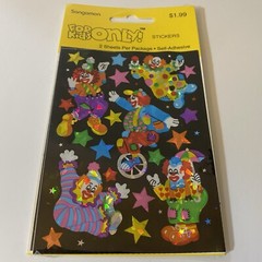 Vintage Sangamon Sandylion Prismatic Clown Stickers – 2 Sheets