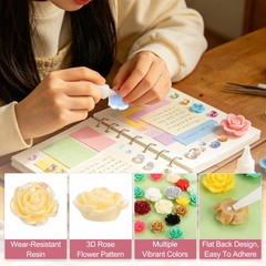 20mm Resin Rose Flatback Charm, 40Pcs Cabochon Embellishment, Shiny Light Yellow