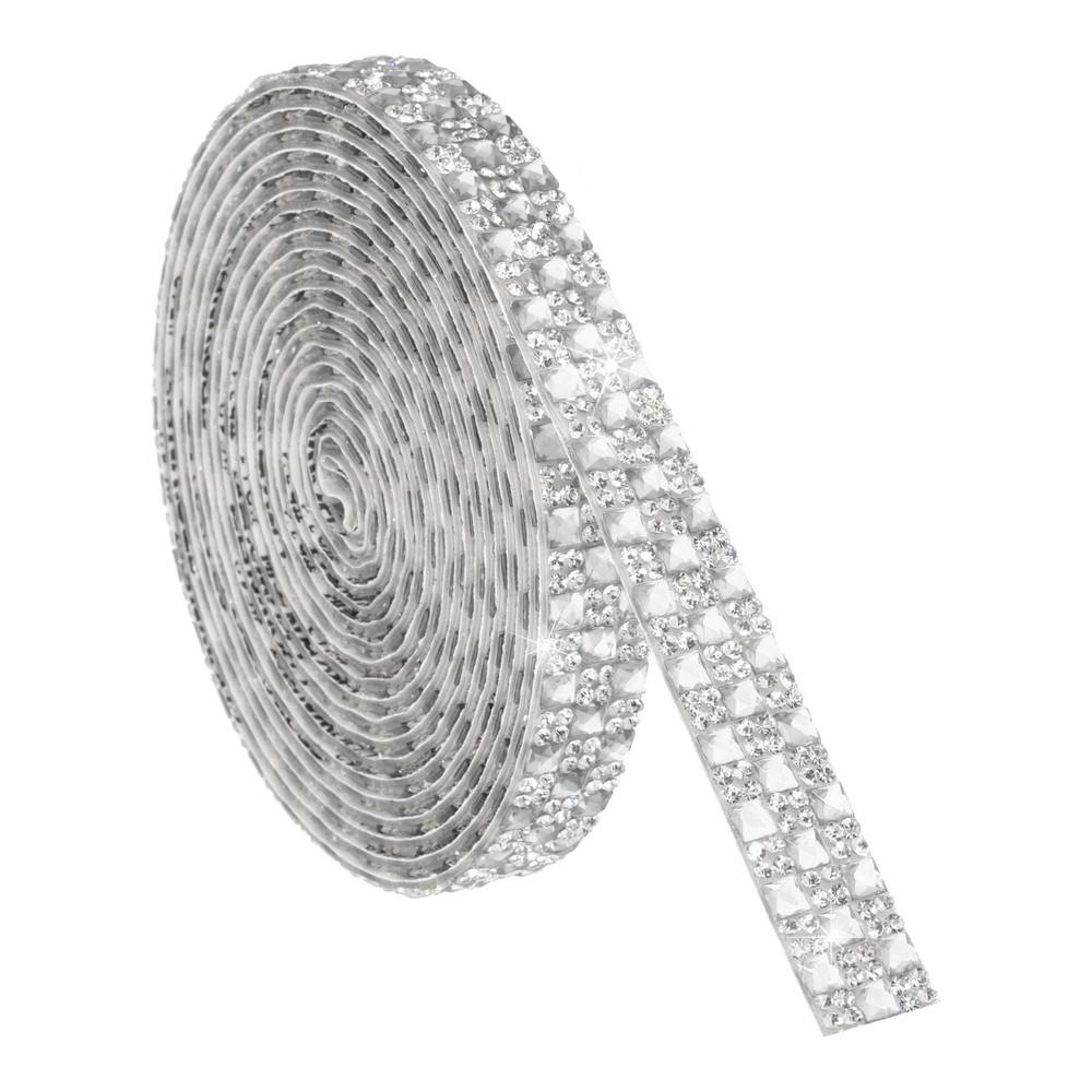 3 Yard Rhinestone Ribbon, 4mm x 4mm Crystal Rhinestone Strips, White