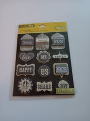 Studio 112 3D Stickers Sayings Black White Us Happy Love Share Joy Smile Fun