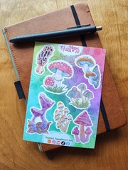 Rainbow Vibrant Mushroom Sticker Sheet – Original Art by SammiSpaghettiArt