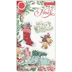 New Craft Consortium rubber Stamp set CHRISTMAS NOEL FESTIVITY free USA ship