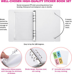 Reusable Sticker Album, 100 Sheets, Collecting Book with Pockets, A5