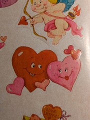 1980 Vintage Stickers Valentines Day Hearts Cupid Current Inc. Colorado Springs