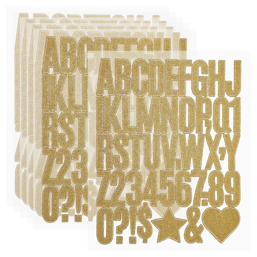 276Pcs, 1.6″ Glitter Letter Stickers 6Sheets Number Stickers Gold