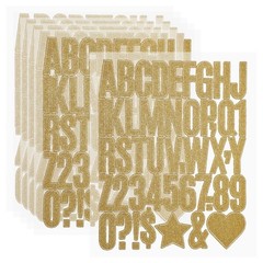 276Pcs, 1.6″ Glitter Letter Stickers 6Sheets Number Stickers Gold