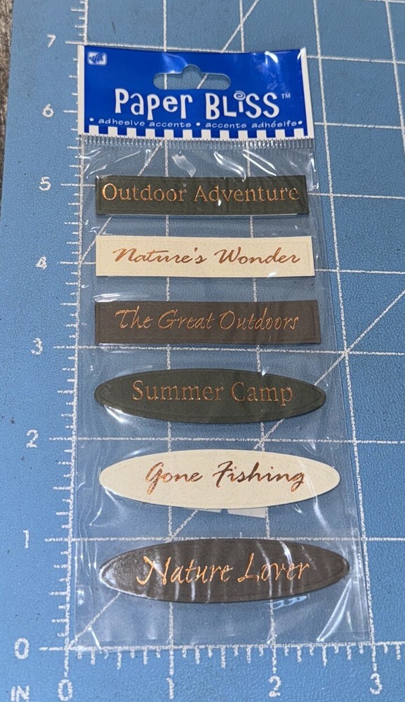 Paper Bliss Adhesive Accents Labels Nature Lover /Fishing / Outdoor/Summer Camp