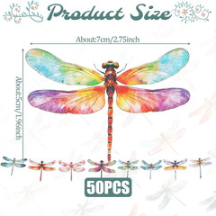 50Pcs Transparent Dragonfly Stickers for Crafts Waterproof Dragonfly Sticker Dec