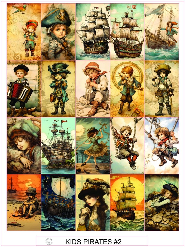 KIDS PIRATES #2 – COMPLETE SHEET OF 20 STICKERS