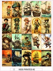 KIDS PIRATES #2 – COMPLETE SHEET OF 20 STICKERS