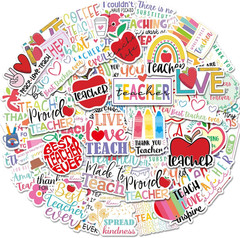 100 Pcs Teacher Stickers Teacher Appreciation Gifts Bulk Vinyl Waterproof Sticke