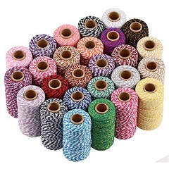1 Roll 2mm 109 Yard Colourful Cotton Cord Bakers Twine DIY Crafts Green+white