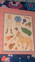Vintage American Greetings Stickers Paper Doll Girl Horse Equestrian One Sheet