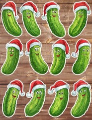 Christmas Pickle Die Cut Vinyl Stickers Set Notebook Laptop WaterBottle