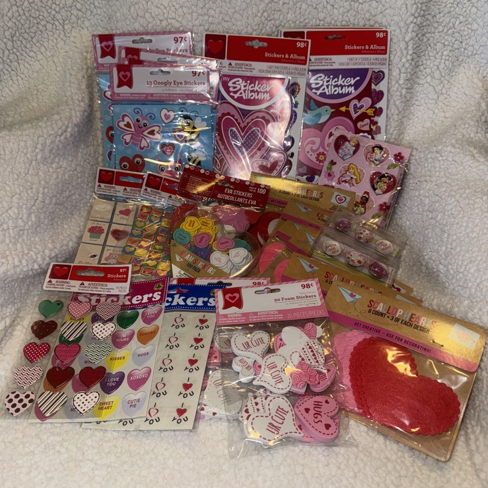 Valentine Layered Disney Hearts Foam Stickers Craft Assortment Heartnotes Magnet