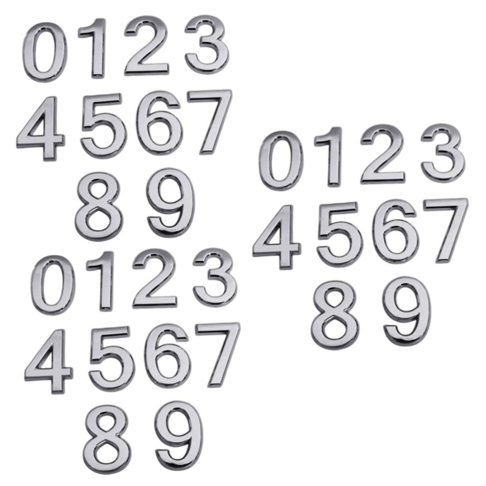 10 Pcs Number 0-9 Self Adhesive Stickers Plastic Stickers with Metal Plating