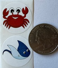 LITTLE SEA CREATURE Stickers(8pc) Ocean*Seahorse*Tropical Fish*Turtle*Starfish*