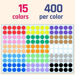6000 Colored Dot Stickers, 1/2 Inch, round Circle Dots – Assorted 15 Colors