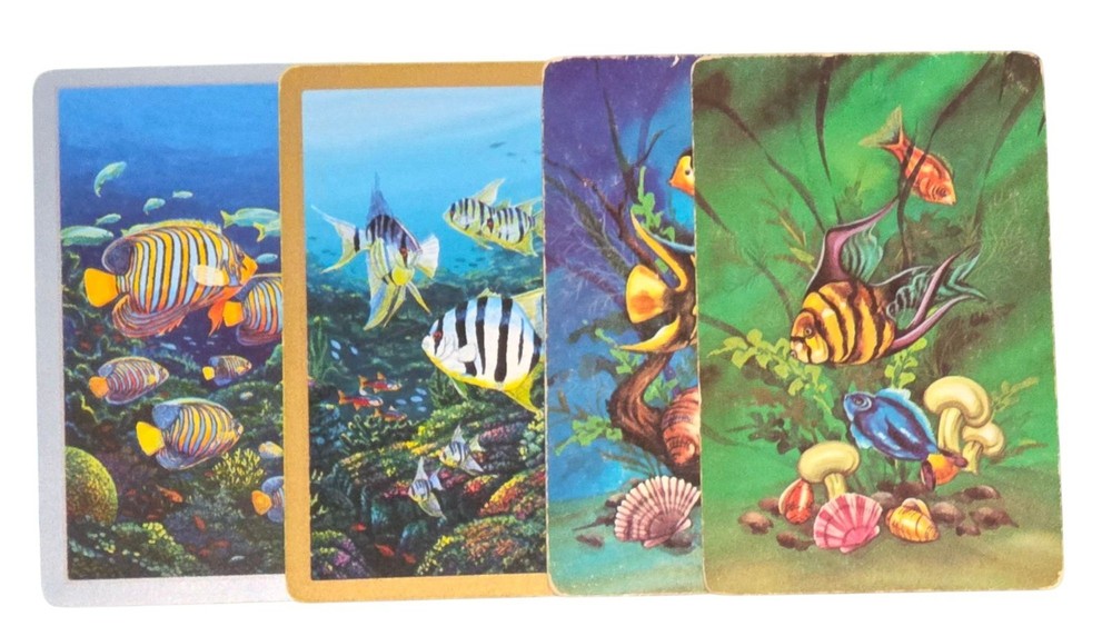 Vintage Tropical Fish Colorful US Playing Cards Junk Journal Scrapbook Collage