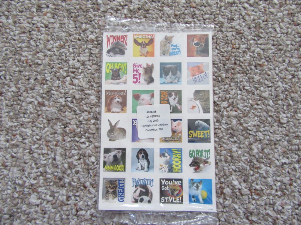 Vintage Highlights for Children Magazine Stickers July 2010 Sealed Pack