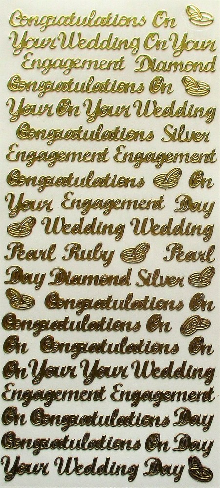 CONGRATULATIONS PEEL OFF STICKERS Wedding Anniversay Pearl Ruby Diamond Pearl