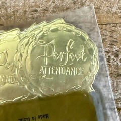 Vintage Perfect Attendance Seals Gold Metallic Standard Publishing USA Ephemera