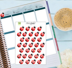 CUTE Date Covers Ladybug Lovers Hand Drawn Planner Stickers Organizer Journal