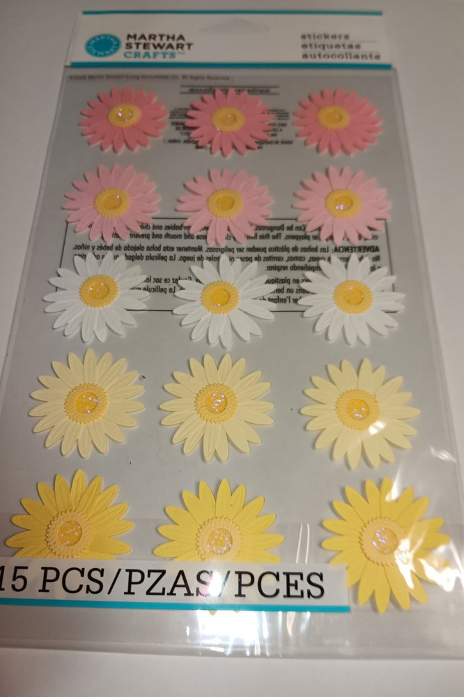 Stickers Martha Stewart Colorful Daisy Blossoms Pink White Yellow Repeats
