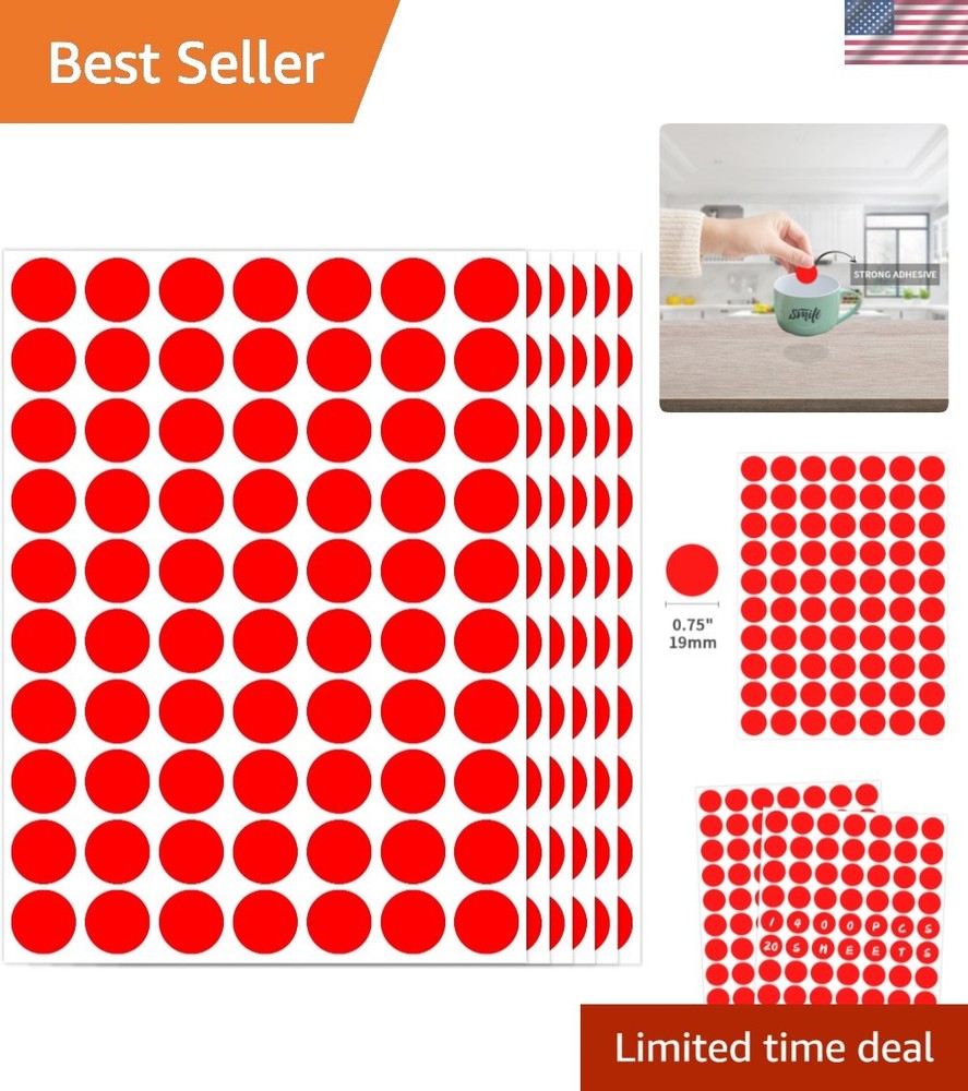 1400 PCS Red Circle Dot Stickers 3/4″ Round Color Coding Label Stickers Red
