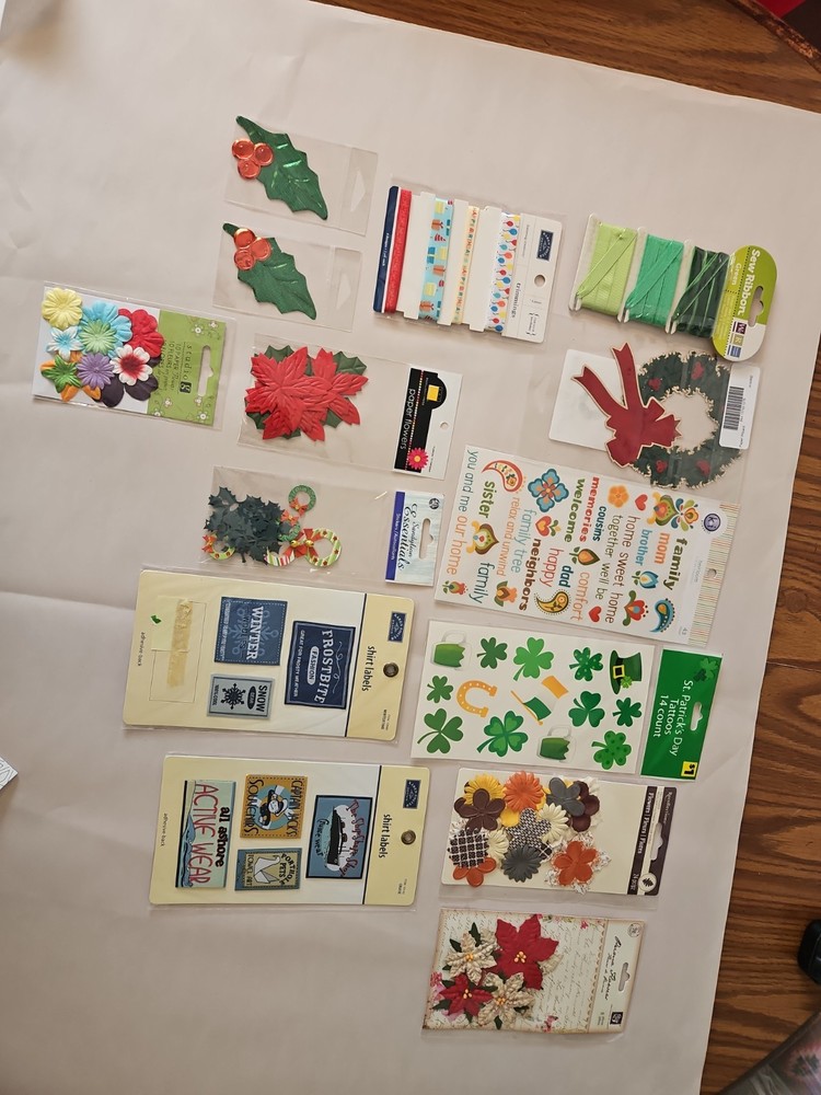 Lot of Stickers and Embellishments Bundle of Scrapbooking Supplies 14 Packs