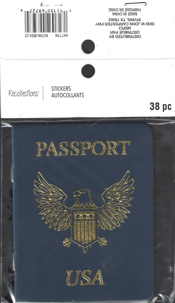 USA Passport Book Sticker Recollections Scrapbook Memory Book Craft New