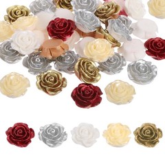 20mm Resin Rose Flatback Charms, 40 Pcs Cabochon Embellishment, Mixed Colors