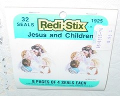 Vintage Stickers Die Cut Seals Jesus & Children Easter Religion Standard USA NOS