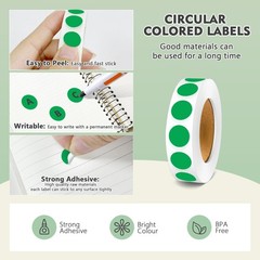 4000 Pack Green Dot Stickers, 1/2 inch Round Circle Label 4 Rolls Permanent A…