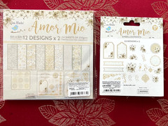 LOT #312 – GOLD & GLITTER Little Birdie 6X6 Paper Pad + Ephemera 44/pcs AMOR MIO