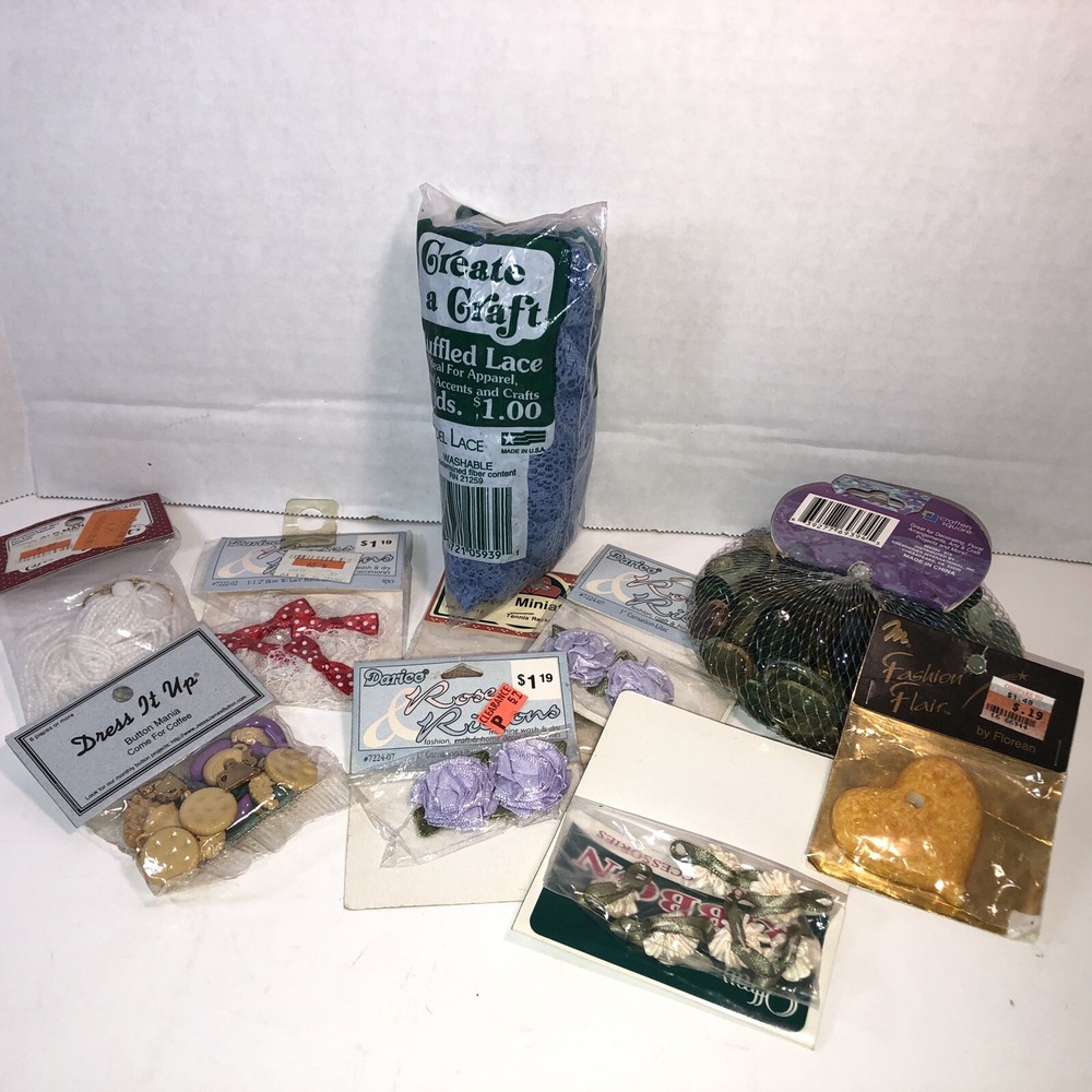 Crafting Supplies 10 Pack Bundle – Flowers, Lace, Buttons, Stones